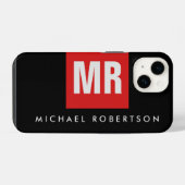 Kwaliteit Zwart Rood Monogram Uniek iPhone Hoesje (Achterkant horizontaal)