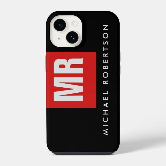 Kwaliteit Zwart Rood Monogram Uniek iPhone Hoesje (Achterkant)