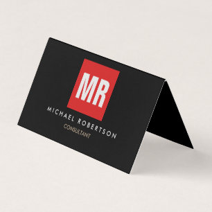 Kwaliteit Zwart Rood Monogram Uniek Visitekaartje