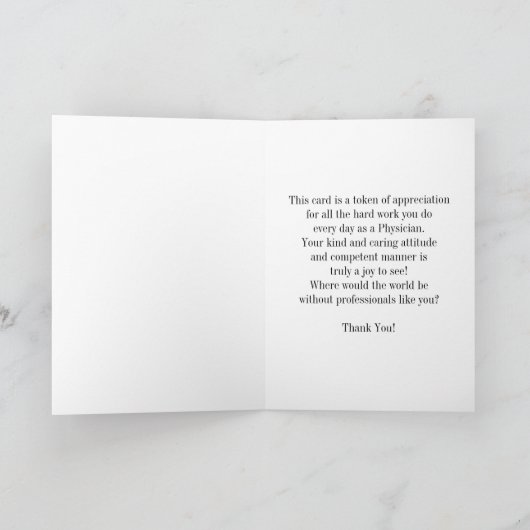Kwaliteiten van een goede arts / witte tekst op bl bedankkaart (Binnen)