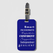 Kwaliteiten van Grote Vrouwen Blauw Bagagelabel (Voorkant (verticaal))