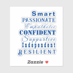 Kwaliteiten van Grote Vrouwen Elegant Motivatie Bl Sticker