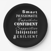 Kwaliteiten van Grote Vrouwen Elegant Zwart-Wit Papieren Bordje (Voorkant)