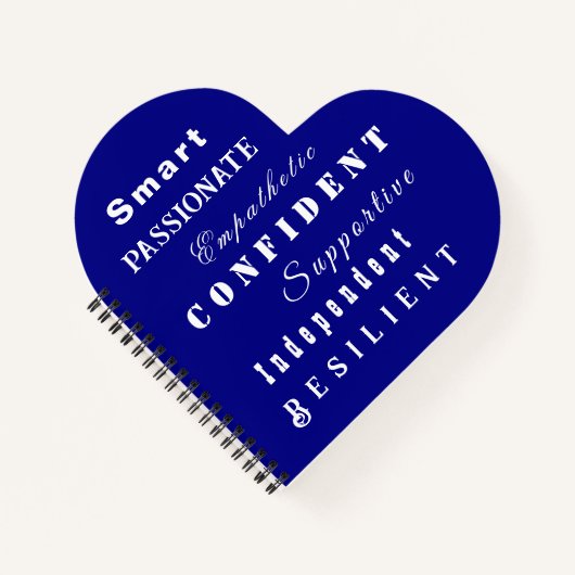 Kwaliteiten van grote vrouwen, Motivatie Navy Hear Notitieboek (Voorkant)