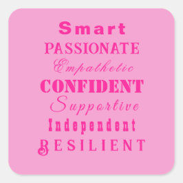 Kwaliteiten van Grote Vrouwen Roze Vierkante Sticker