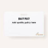 Kwaliteitsbeleidspasje - pas het aan! badge (Voorkant)