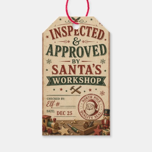Kwaliteitscontrole in de Werkplaats van de Kerstma Cadeaulabel (Voorkant)