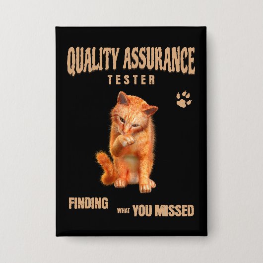 Kwaliteitscontrole Tester Kat Humor Button (Voorkant)
