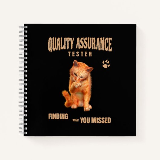 Kwaliteitscontrole Tester Kat Humor Notitieboek (Voorkant)