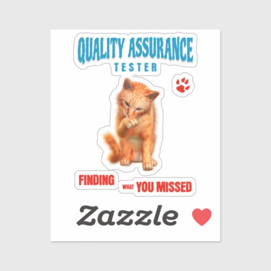 Kwaliteitscontrole Tester Kat Humor Sticker (Vel)