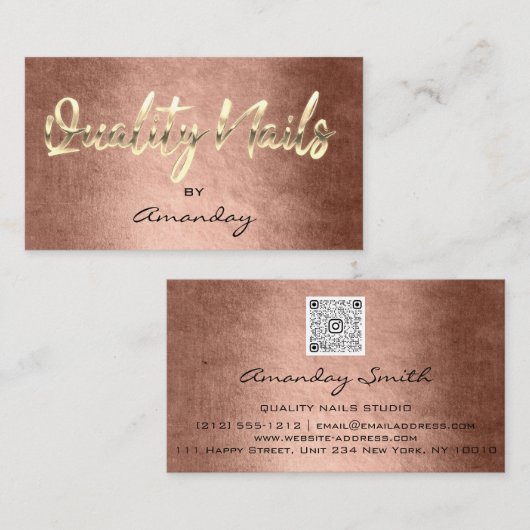 Kwaliteitsnaren QR-code Logo Roos Gold Visitekaartje (Voorkant / Achterkant)