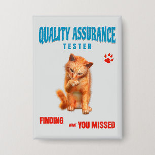 Kwaliteitstester Kattenhumor Button