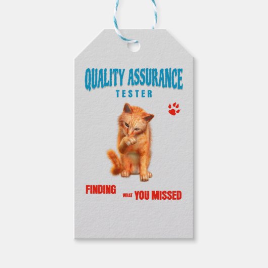 Kwaliteitstester Kattenhumor Cadeaulabel (Voorkant)