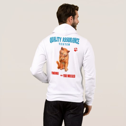 Kwaliteitstester Kattenhumor Hoodie (Achterkant volledig)