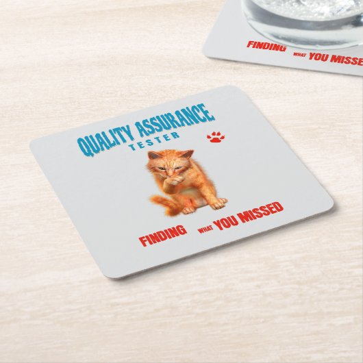 Kwaliteitstester Kattenhumor Kartonnen Onderzetters (Schuin)