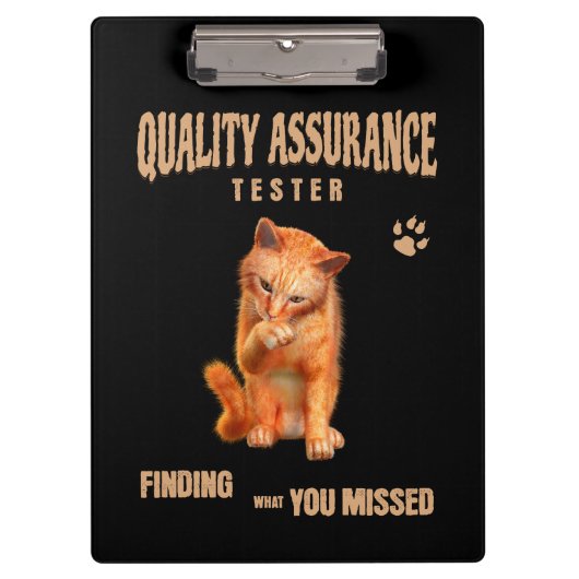 Kwaliteitstester Kattenhumor Klembord (Voorkant)