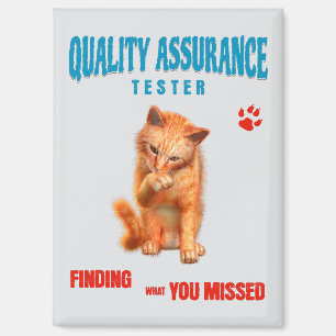 Kwaliteitstester Kattenhumor Magneet