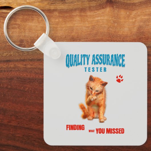 Kwaliteitstester Kattenhumor Sleutelhanger (Voorkant)