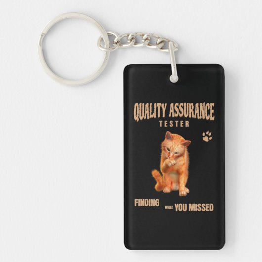 Kwaliteitstester Kattenhumor Sleutelhanger (Voorkant)