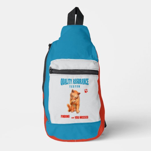 Kwaliteitstester Kattenhumor Sling Bag (Voorkant)