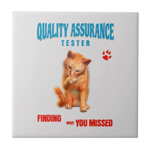 Kwaliteitstester Kattenhumor Tegeltje (Voorkant)