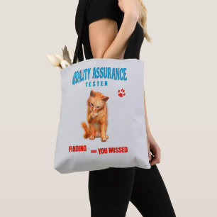 Kwaliteitstester Kattenhumor Tote Bag