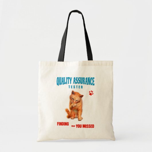 Kwaliteitstester Kattenhumor Tote Bag (Voorkant)