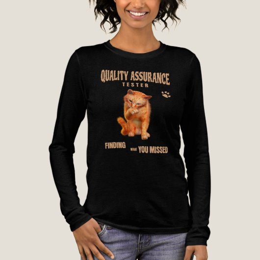 Kwaliteitstester Kattenhumor Tri-Blend Shirt (Voorkant)