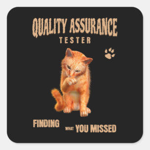 Kwaliteitstester Kattenhumor Vierkante Sticker