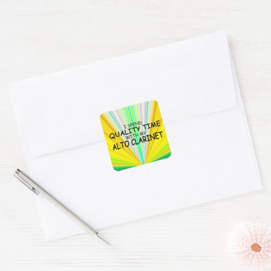 Kwaliteitstijd Alto Clarinet Square Sticker (Envelop)