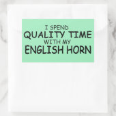 Kwaliteitstijd Engelse horn rechthoekige Sticker (Tas)