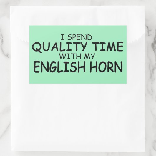 Kwaliteitstijd Engelse horn rechthoekige Sticker (Tas)