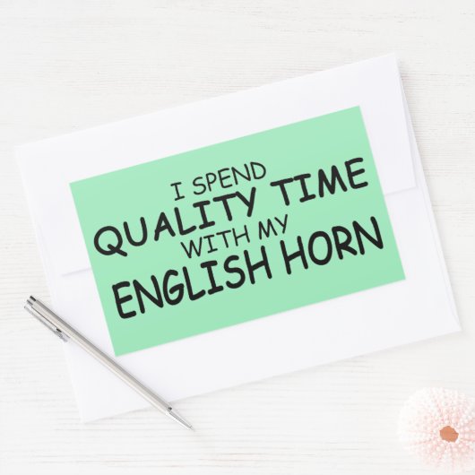 Kwaliteitstijd Engelse horn rechthoekige Sticker (Envelop)