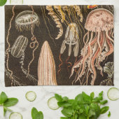  kwallen Antiek Jelly Fish Illustration Theedoek (Gevouwen)