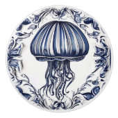 Kwallen Blauwe en Witte Jelly Fish Ocean Marine Keramische Knop (Voorkant)