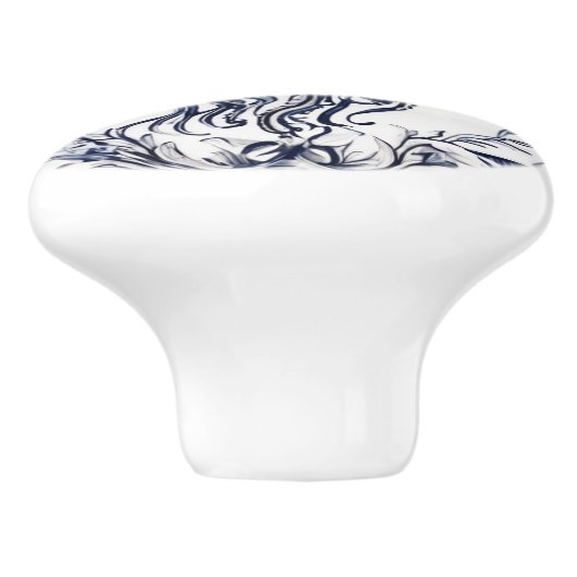 Kwallen Blauwe en Witte Jelly Fish Ocean Marine Keramische Knop (Zijkant)