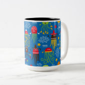 kwallen en inktvissen tweekleurige koffiemok (Voorkant rechts)