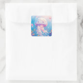 Kwallen en koraalwonderen vierkante sticker (Tas)