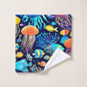 Kwallen en vissen: Deep Zee Delight Bad Handdoek (Wasdoekje)