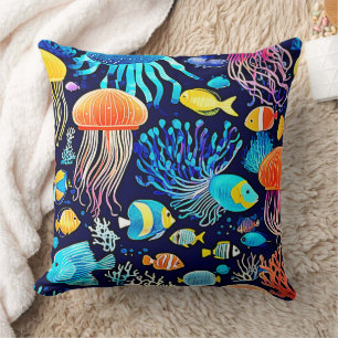 Kwallen en vissen: Deep Zee Delight Kussen
