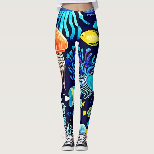 Kwallen en vissen: Deep Zee Delight Leggings (Voorkant)
