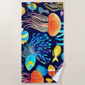 Kwallen en vissen: Deep Zee Delight Strandlaken (Voorkant)