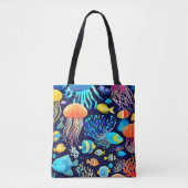 Kwallen en vissen: Deep Zee Delight Tote Bag (Voorkant)