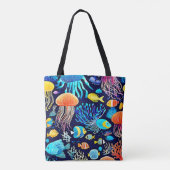 Kwallen en vissen: Deep Zee Delight Tote Bag (Achterkant)