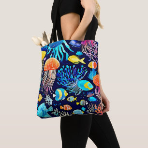 Kwallen en vissen: Deep Zee Delight Tote Bag