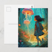 Kwallen Forest Fantasy Meisje Briefkaart (Voorkant / Achterkant)