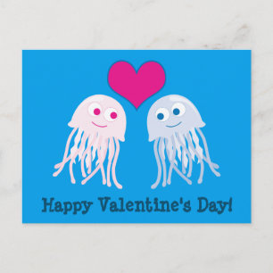 Kwallen houden van gelukkige Valentijnsdag Feestdagenkaart