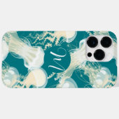 Kwallen in blauwe oceaan Zomerseizoen Monogram Case-Mate iPhone Case (Achterkant (horizontaal))
