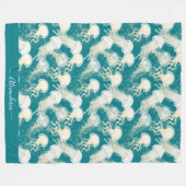 Kwallen in blauwe oceaan Zomerseizoen Monogram Fleece Deken (Voorkant (Horizontaal))