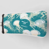 Kwallen in blauwe oceaan Zomerseizoen Monogram Golfheadcover (Voorkant)